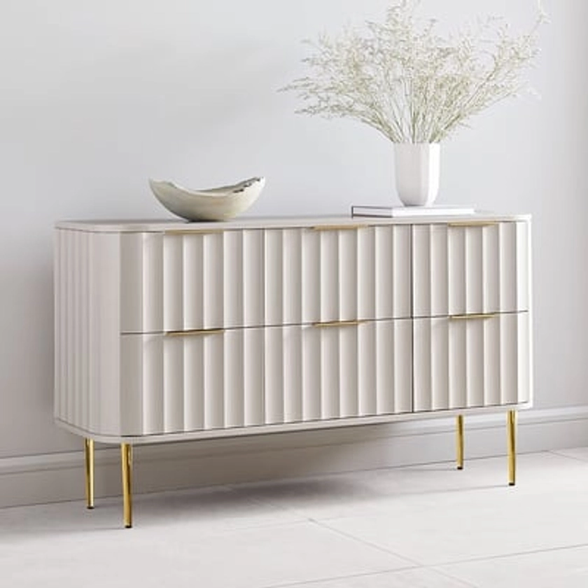 47"W Modern 6-Drawer White Bedroom Dresser for Storage in Gold | Homary 