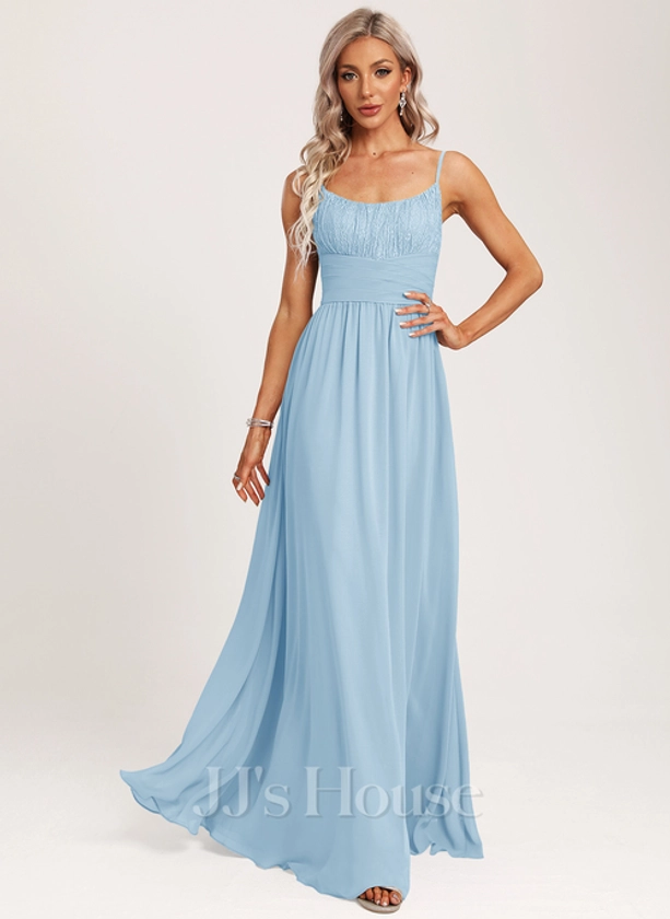 [US$ 119.00] A-line Scoop Floor-Length Chiffon Lace Bridesmaid Dress (007279247)