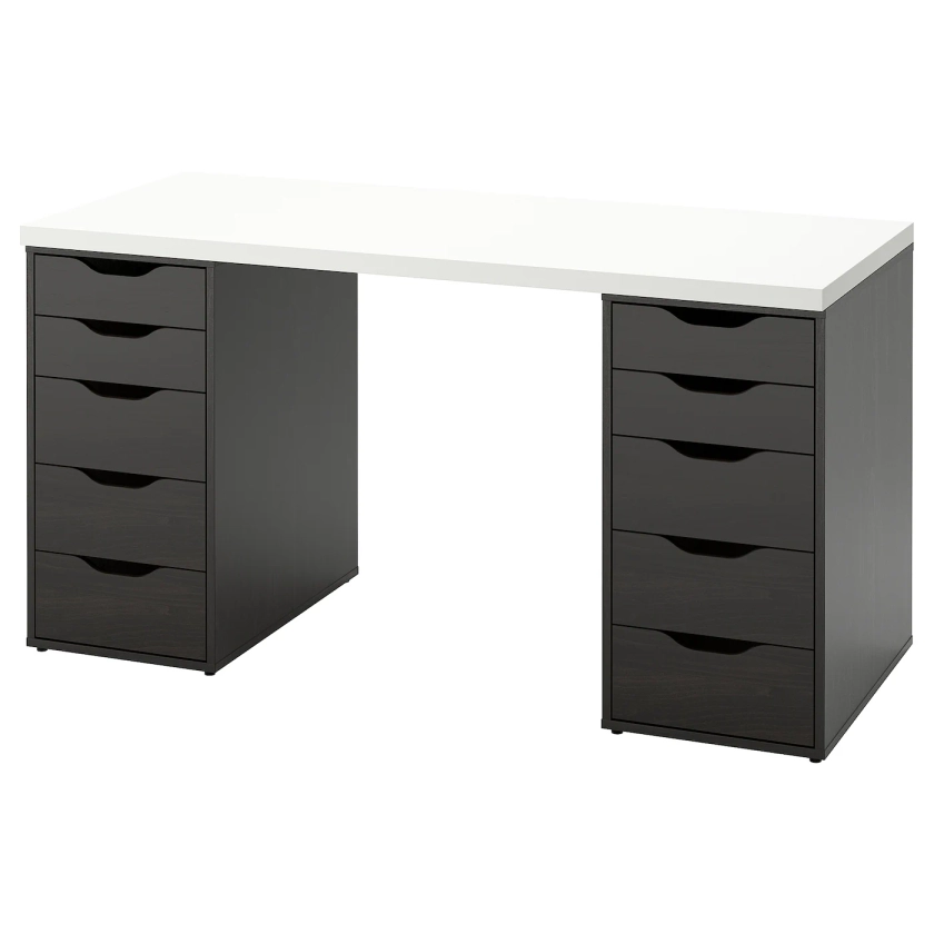 LAGKAPTEN / ALEX desk, white/black-brown, 551/8x235/8" - IKEA