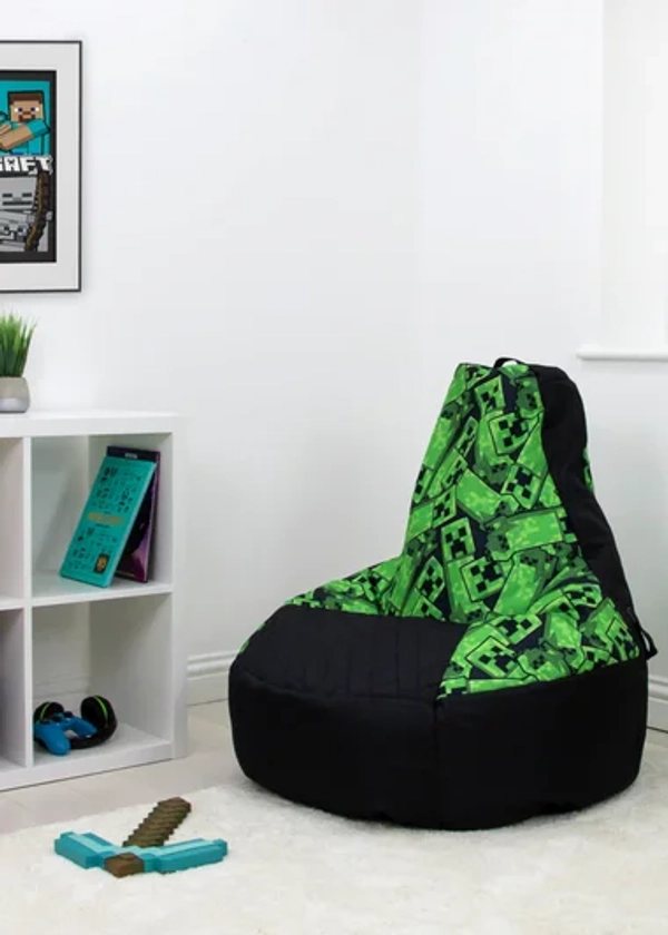 Minecraft High Back Green Lounging Gaming Bean Chair