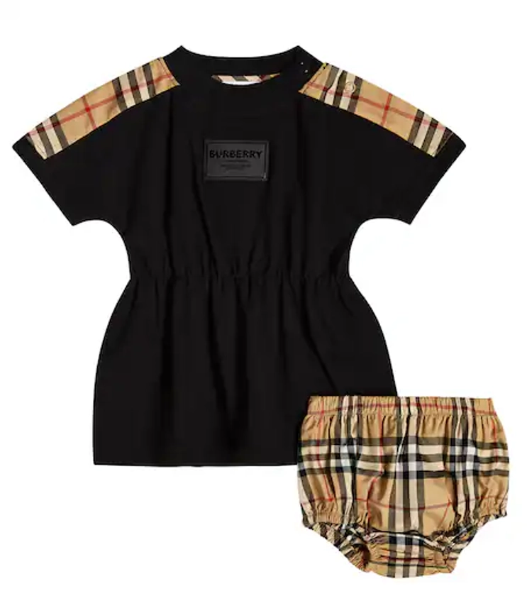 Baby Burberry Check dress and bloomers set in black - Burberry Kids | Mytheresa