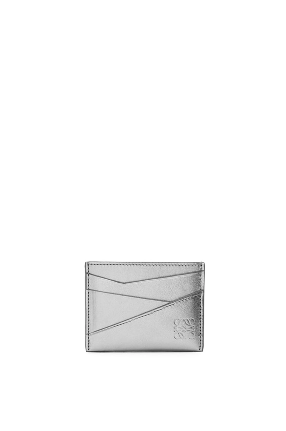 Puzzle plain cardholder in metallic calfskin Silver/Pearl Grey - LOEWE