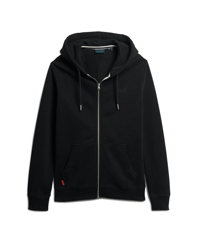 Mens - Essential Logo Zip Hoodie in Black | Superdry UK