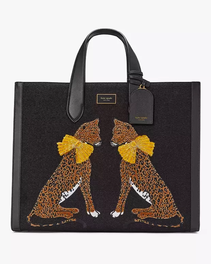 Manhattan Lady Leopard Embroidered Large Tote | Kate Spade New York