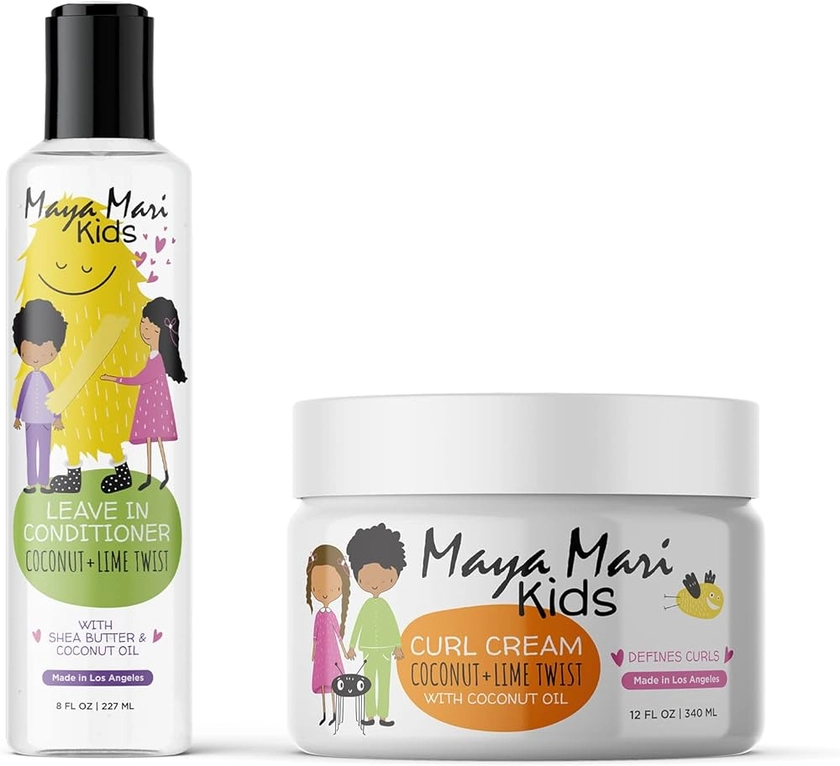 Kids Leave In Conditioner and Curl Cream | Hair Detangler and Smoothing Treatment Set | Curly Hair Products for Kids and Toddlers | Sulfate Free, Cruelty Free, and Made in USA