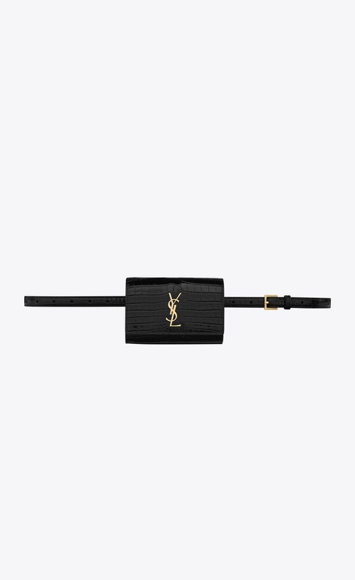 Kate mini belt bag in shiny crocodile-embossed leather | Saint Laurent | YSL.com