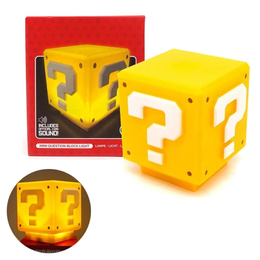 Super Mario Question Block LED Night Light with Sound USB Rechargeable Lamps