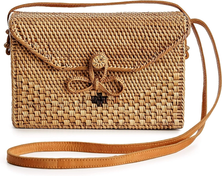 New Rattan Bags for Women - Handmade Wicker Woven Purse Handbag Circle Boho Bag Bali (Square Bow): Handbags: Amazon.com