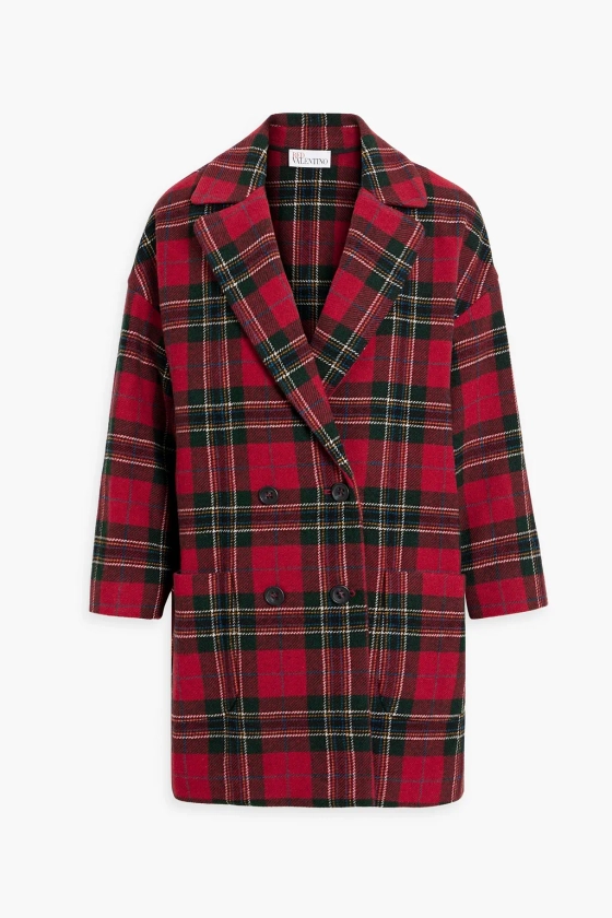 REDVALENTINO Double-breasted checked wool-tweed coat | THE OUTNET