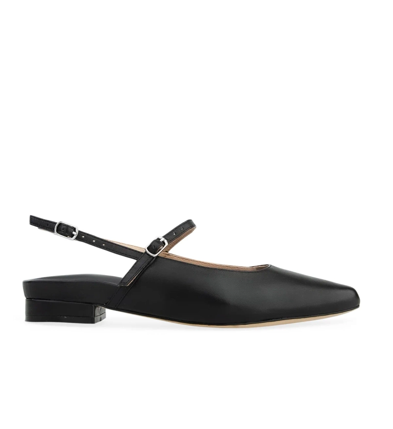 Goldeneye Black Leather Flats | Bared Footwear