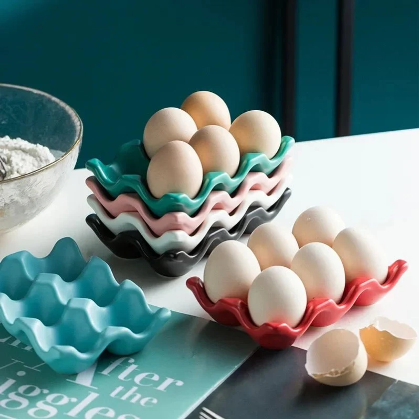 Six Grid Ceramic Egg Storage Tray