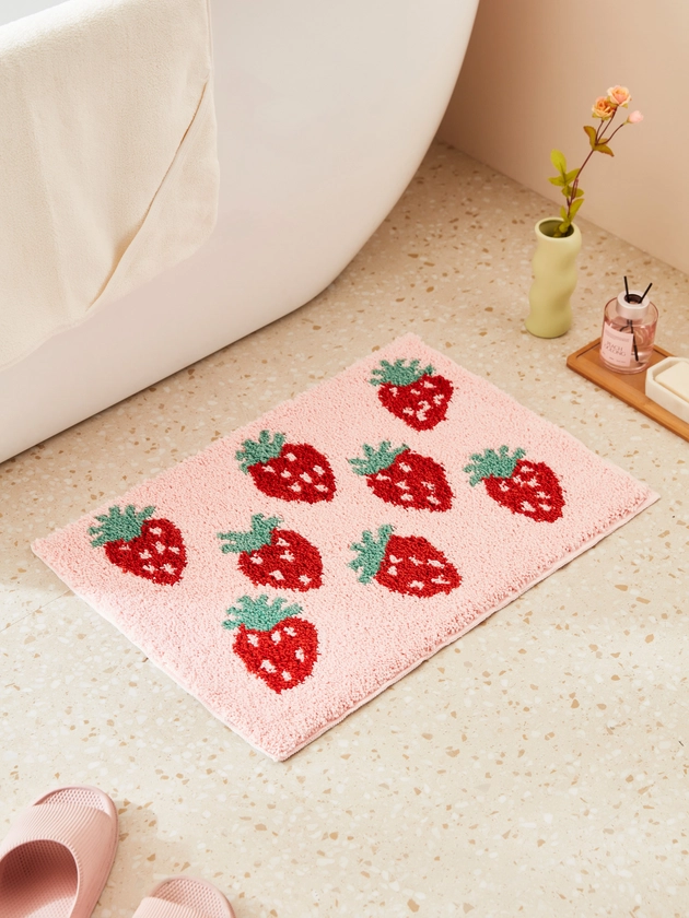 Tapis lavable tufté aux fraises