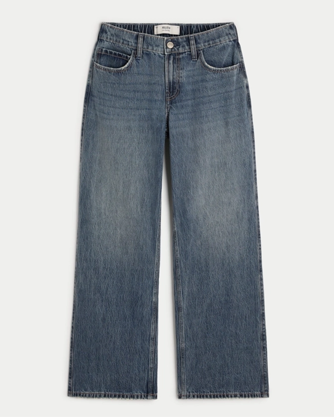 Women's Low-Rise Medium Wash Comfort Waistband Baggy Jeans | Women's Bottoms | HollisterCo.com