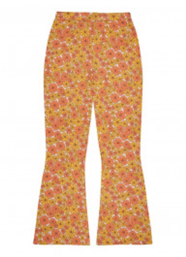 Powers Floral Marigold Print Flared Jersey Trousers