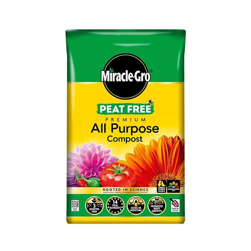 Miracle-Gro Peat Free All-Purpose Compost 40 Litre - Established Plant Compost - Tates