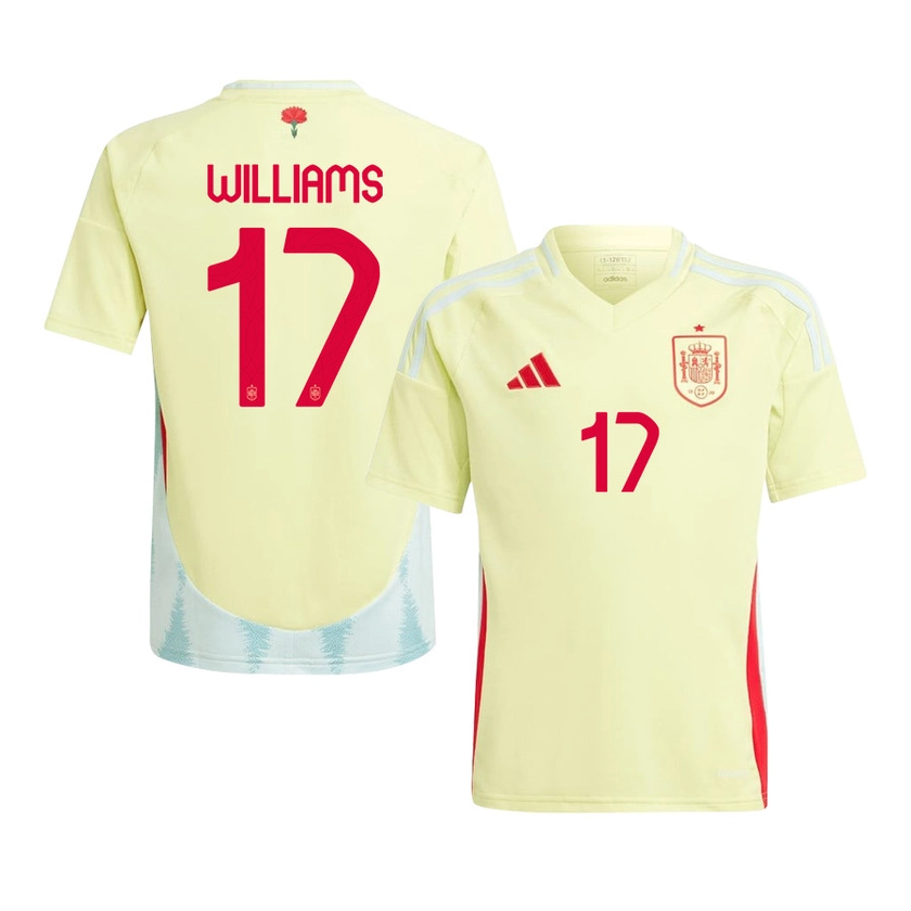 Nico Williams 17 Spain National Team 2024 Away YOUTH Jersey - Yellow - MerchSpirit