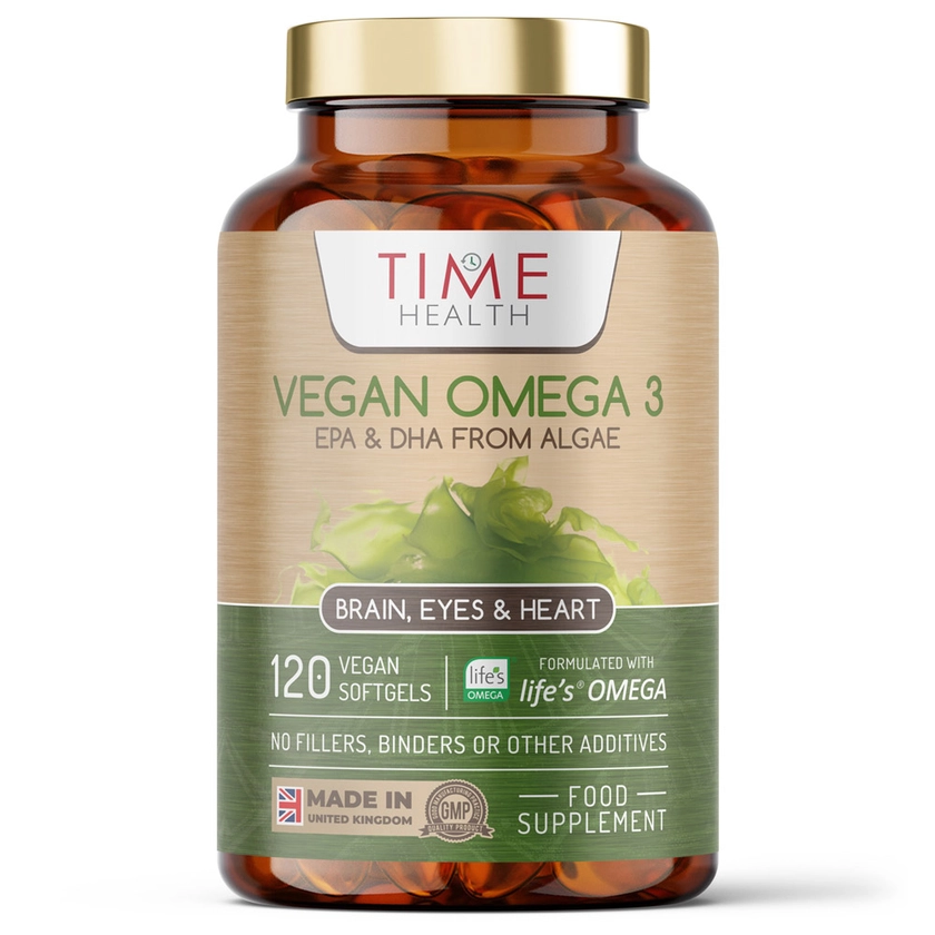 Vegan Omega 3 - EPA &amp;amp; DHA from Algae Oil – Premium Global Brand - Carrageenan-Free - Sustainable Algal Alternative to Fish Oil - Vegetarian Essential Fatty Acids - UK Made Supplement (120 Softgel Bottle)