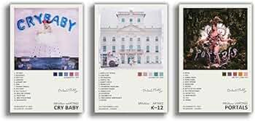 Melanie Poster Martinez Cry Baby K-12 Portals Music Album Cover Signed Limited Canvas Poster (Set of 3) Unframe:8inx12in(20x30cm)