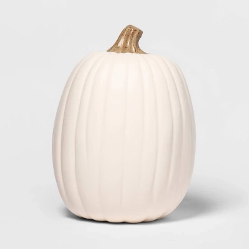 13" Carvable Faux Halloween Pumpkin Cream - Hyde & EEK! Boutique™: Large, Indoor/Outdoor Decor