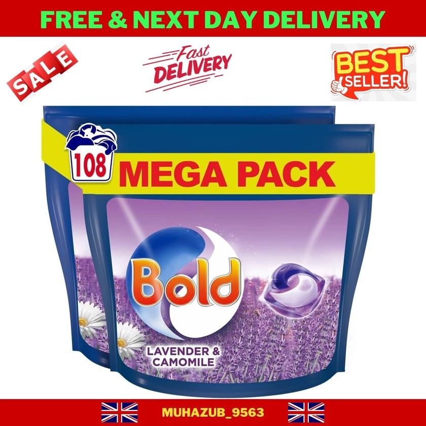 Bold All-In-1 Pods Washing Liquid Tablet Capsules, Lavender and Camomile 108