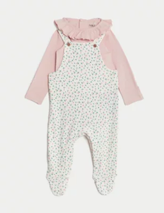 2pc Pure Cotton Floral Outfit (7lbs -1 Yrs) | M&S Collection | M&S