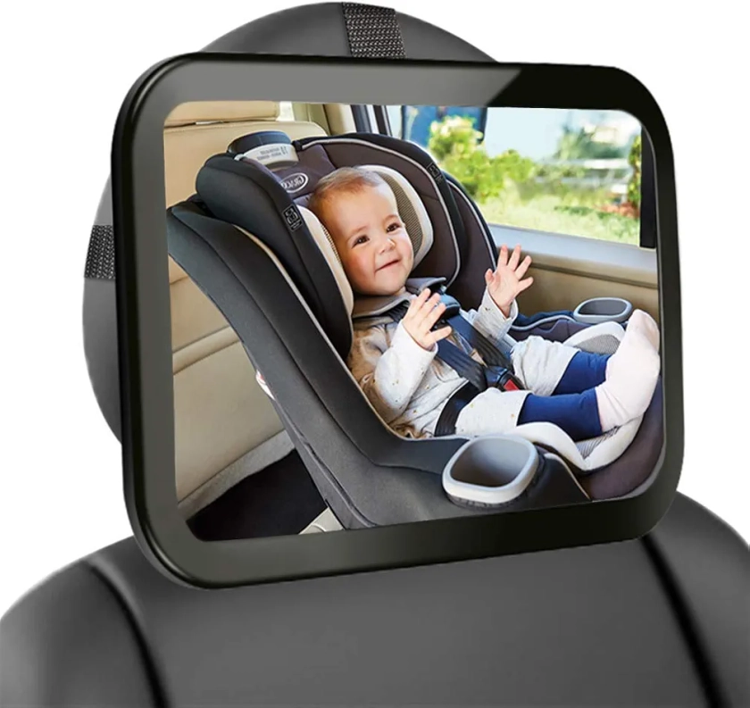 Soontrans Miroir Voiture Bébé de Siège Arrière Taille Grande Enfant Miroir de Voiture Incassable pour Vue Arrière Miroir Rétroviseur de Bébé pour Surveillancec 360 ° Réglable