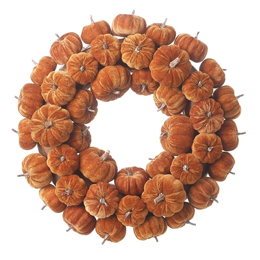 Heaven Sends Rustic Brown Velvet Pumpkin Halloween Wreath