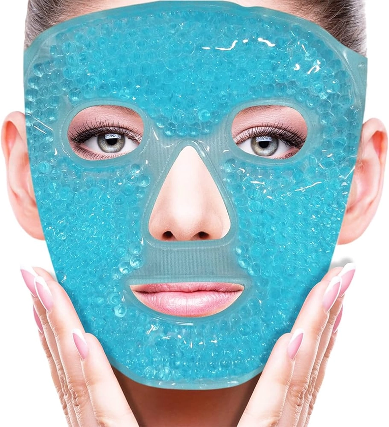 Amazon.com: Cold Face Eye Mask Ice Pack Reduce Face Puff, Dark Circles, Gel Beads Hot Heat Cold Compress Pack, Face SPA for Woman Sleeping, Pressure, Headaches, Skin Care, Post Laser Care[Blue] : Beauty & Personal Care