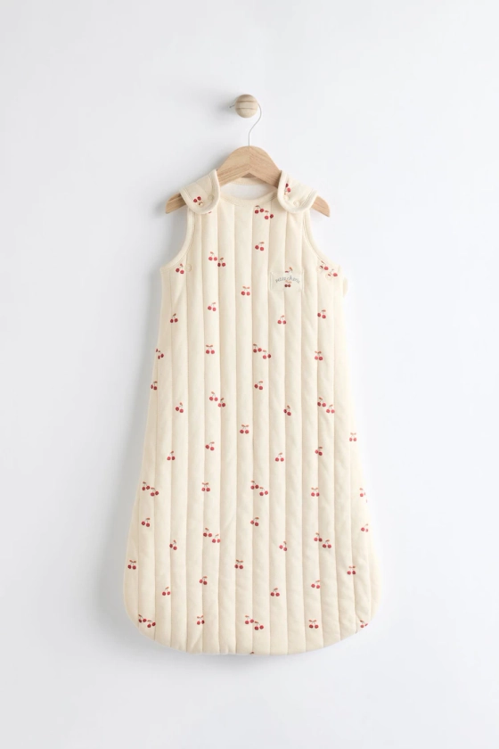 Natural Quilted Cherry Baby 2.5 Tog 100% Cotton Sleep Bag