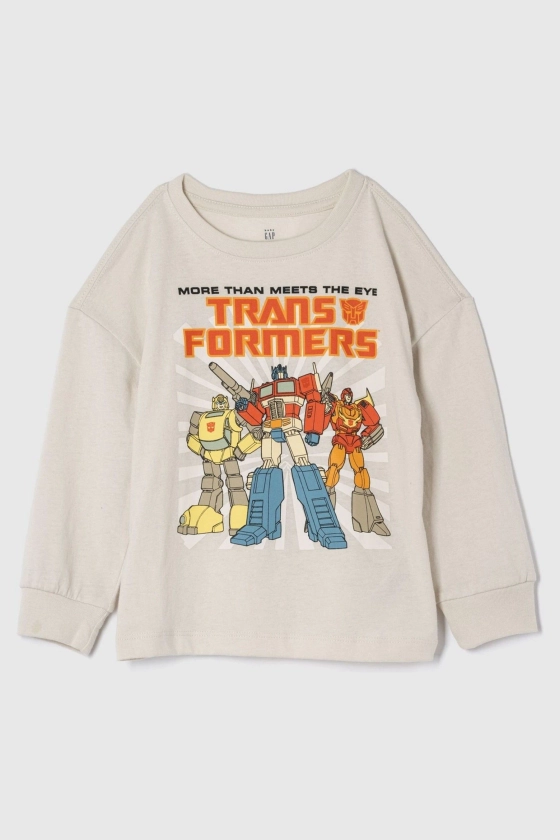 Gap Beige Transformers Graphic Long Sleeve Crew Neck T-Shirt (6mths-5yrs)