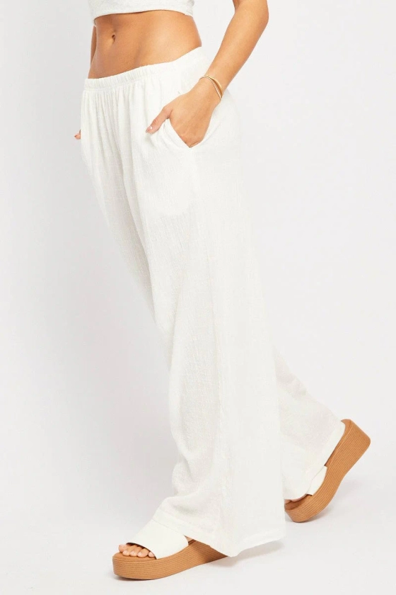 White Wide Leg Pants High Rise