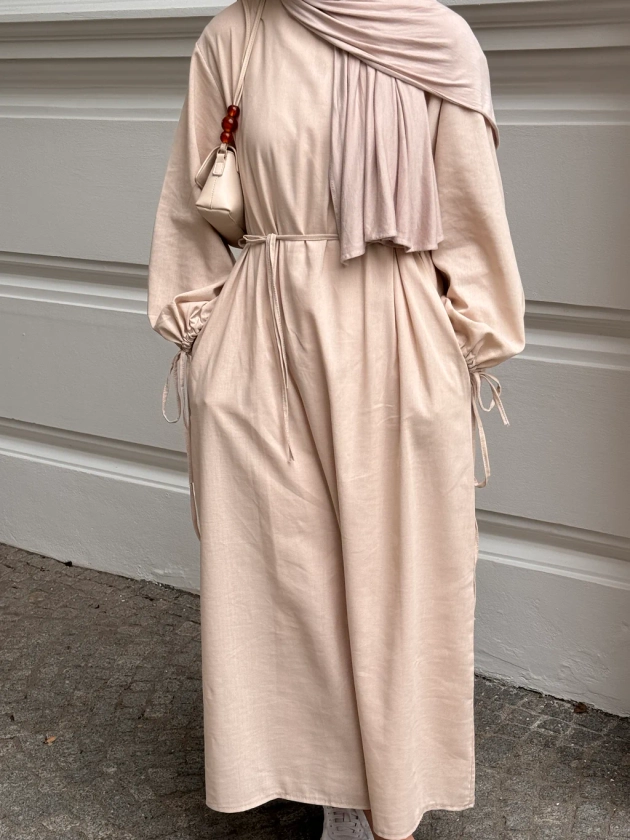 SENA LEINEN ABAYA - BEIGE