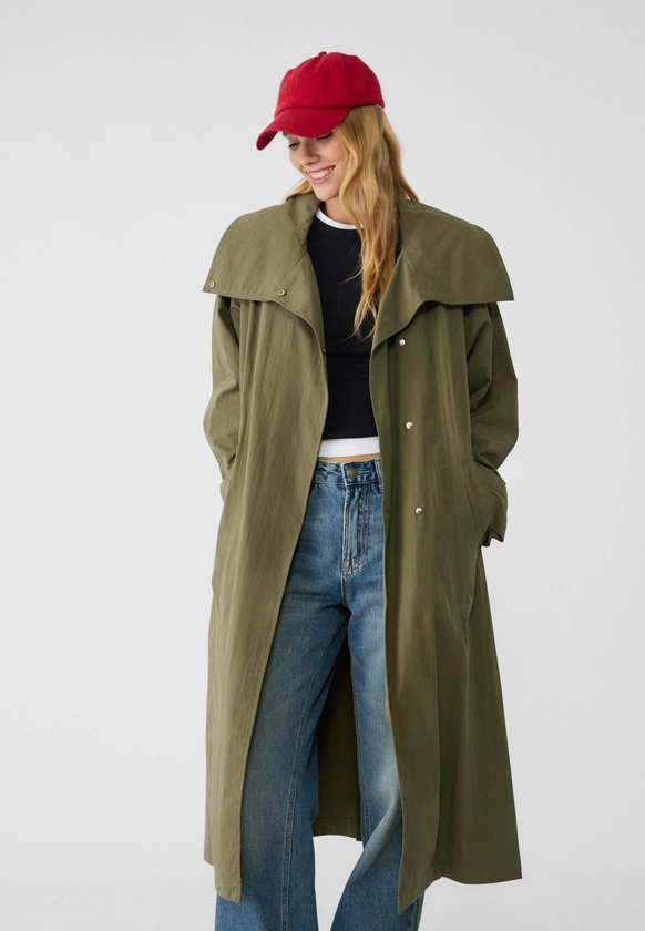 Trench long oversize - Mode femme | Stradivarius France