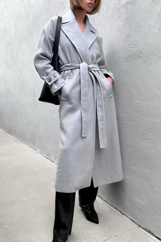 Layla Longline Coat - Grey | DECJUBA
