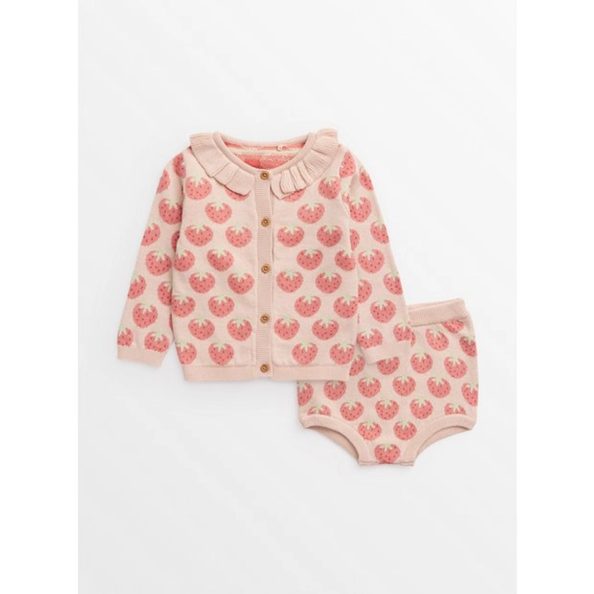 Buy Strawberry Print Knitted Cardigan & Shorts Up to 3 mths | Outfits and sets | Tu