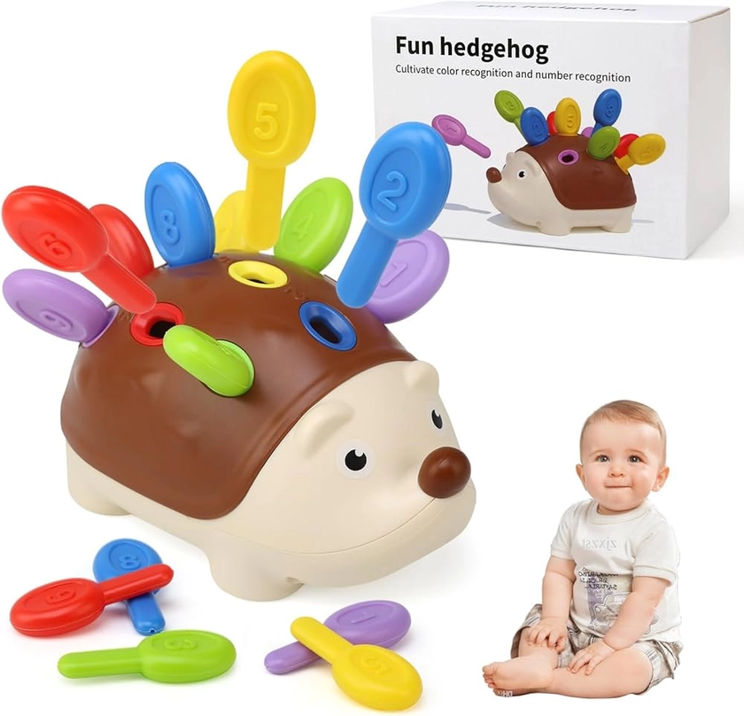 BelleStyle Jouet Montessori 18 Mois, Hérisson Jouet de Tri, Jouet Sensoriel Motricité Fine Bebe Jeux Éducatif pour Apprendre à Compter et Les Couleurs, Cadeau pour Enfants Bebe Fille Garcon 2 3 Ans