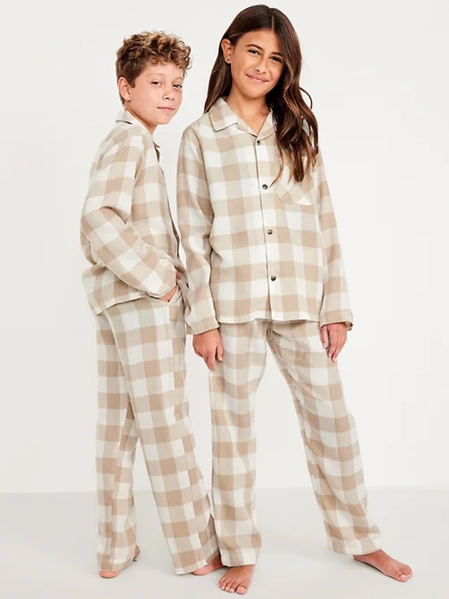 Gender-Neutral Printed Button-Front Pajama Set for Kids