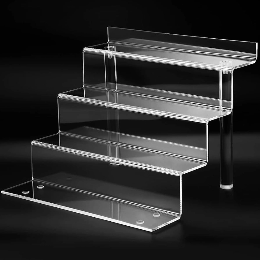 9 Inch Acrylic Shelf for Perfume Organizer, 4 Tier Funko POP Shelves, Cologne Organizer Tiered Riser Display Stand, Acrylic Display for Decoration and Organizer