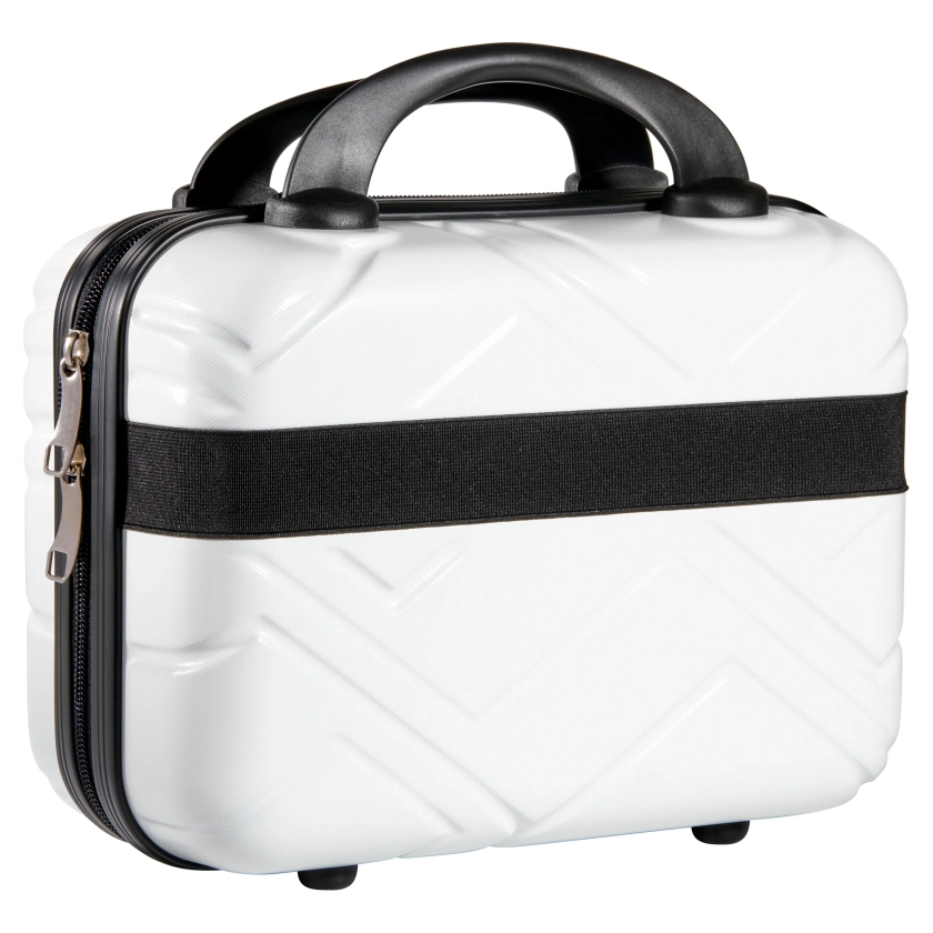 Hard Shell Cosmetic Travel Case, White, 11.8" x 10.82" x 5.9"