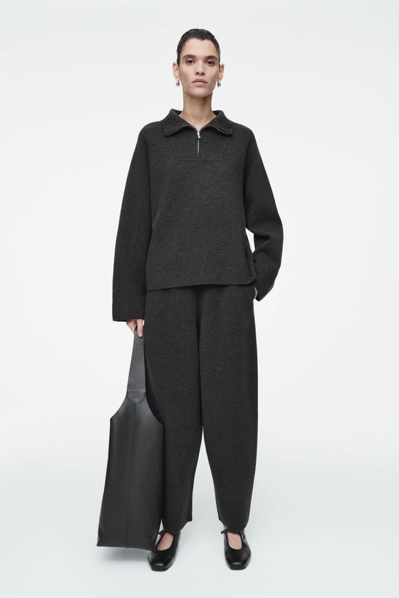 MERINO WOOL BARREL-LEG TROUSERS