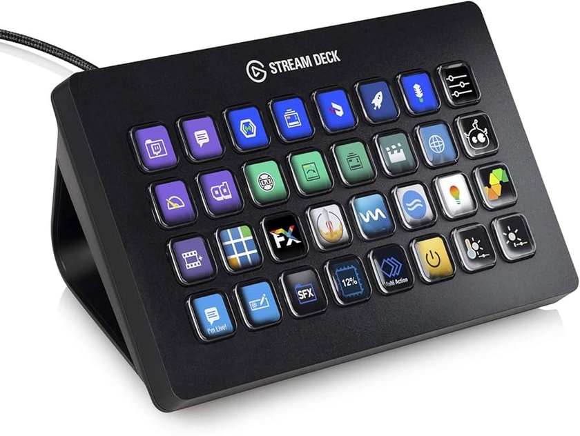 Elgato Stream Deck XL – Controlador avanzado de estudio, 32 teclas macro, activa acciones en apps y software como OBS, Twitch, YouTube y otros, funciona en Mac y PC, multicolour