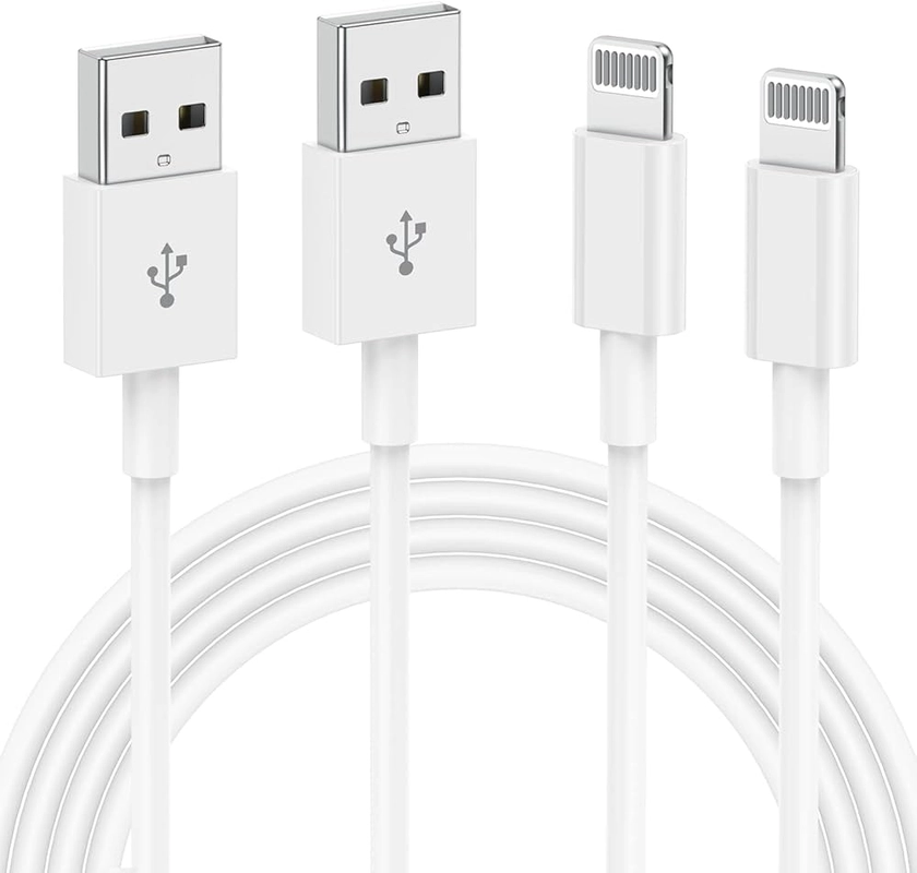 2Pack iPhone Charger Cable 2m, Apple Charging Cable USB to Lightning Lead 2 Meters Fast Charging for iPhone 14/13/12/11/11Pro/Max/X/XS/XR/XS Max/8/7/6/iPad