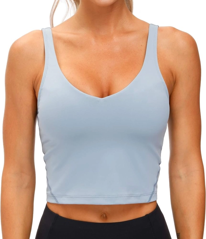 THE GYM PEOPLE Womens' Sports Bra Longline Wirefree Padded with Medium Support