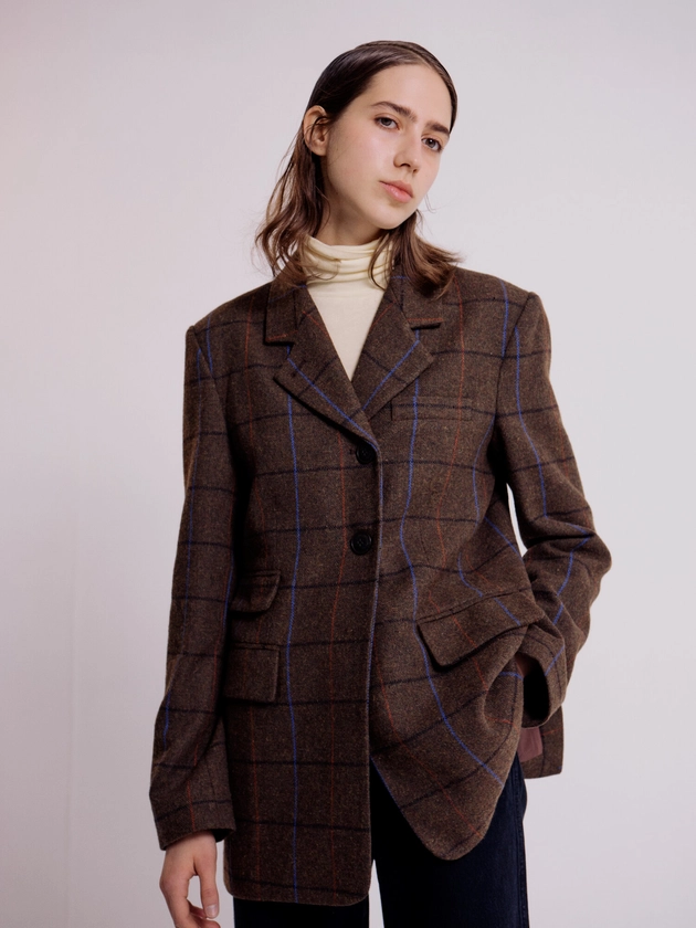 PLAID TAILORED JACKET - BROWN PLAID —  MIJEONG PARK - LA based womenswear label