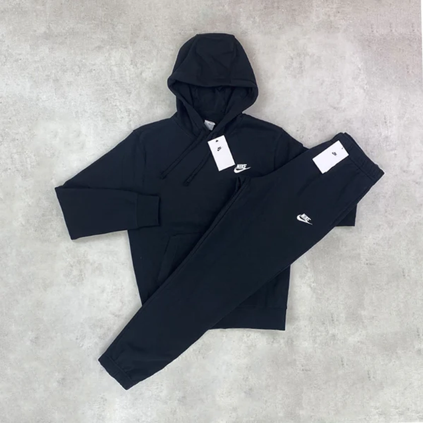 Nike Fleece Sportswear Club Hoodie/ Pants Tracksuit Set Black