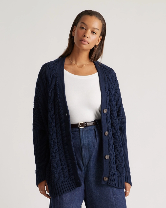 100% Organic Cotton Oversized Cable Cardigan 