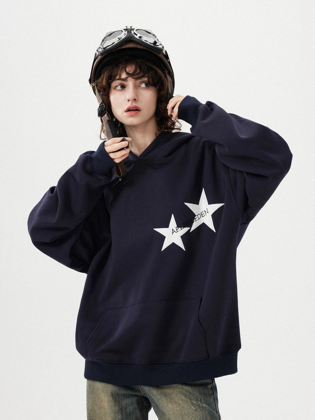 Aelfric Eden Star Print Color Contrast Hoodie