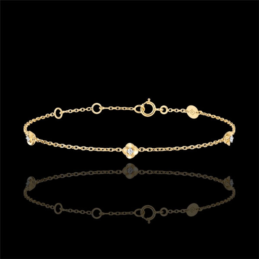 Bracelet Eclosion - Couronne de Roses - diamants - or jaune 9 carats : bijoux Edenly