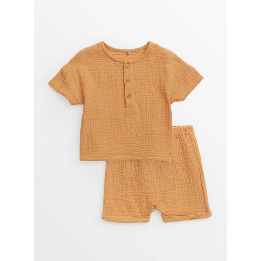 Buy Orange Woven Top & Shorts Set 3-6 months | Outfits and sets | Tu