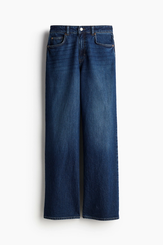 Wide High Jeans - Taille haute - Longue - Bleu denim foncé - FEMME | H&M FR